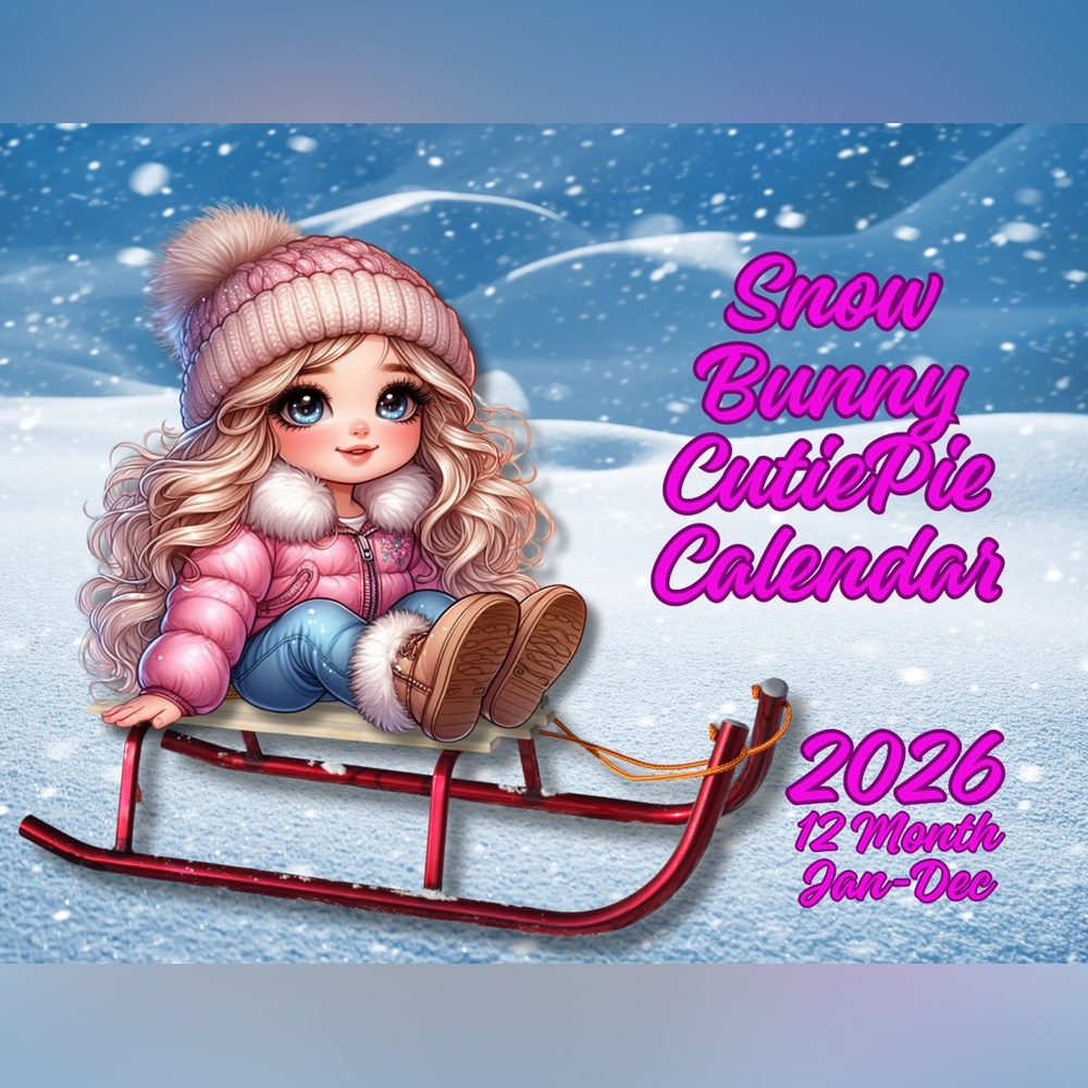 Snow Bunny CutiePie 2026 12 Month Calendar 
Jan-Dec